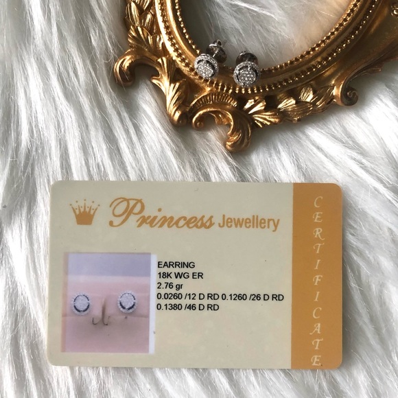 Engagement 18K White Gold Natural Diamonds Stud Earrings - Picture 8 of 8